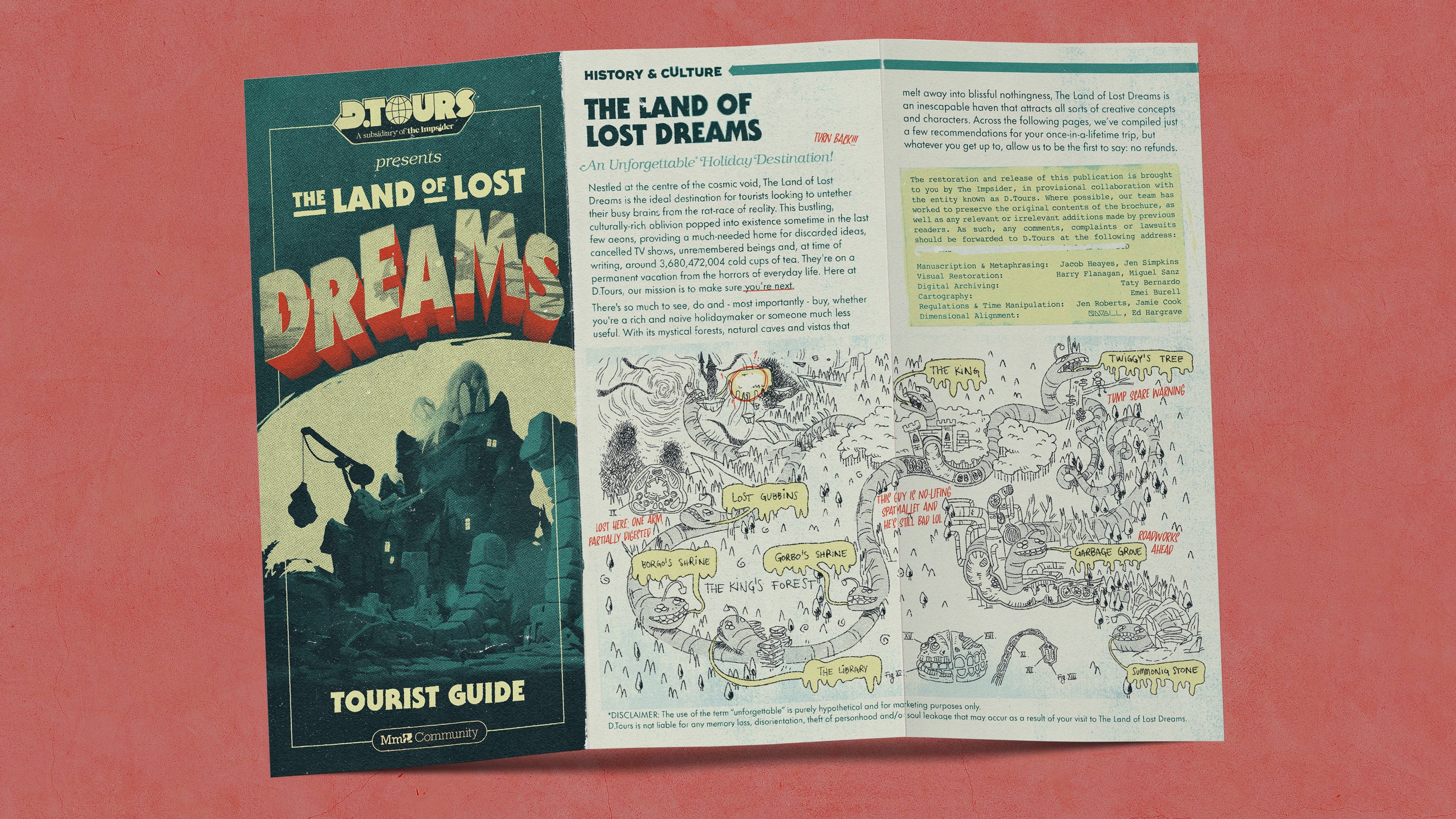 Another image of The Land of Lost Dreams D.Tours brochure that Jen worked on.